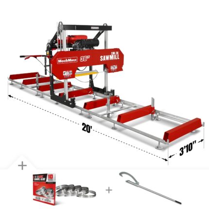 36" MAX Portable Sawmill, 750cc 25HP ZONSEN V-Twin Engine, 36" Board Width, 20' Track Length, ( 10 x Blades Included ), SM36MAX